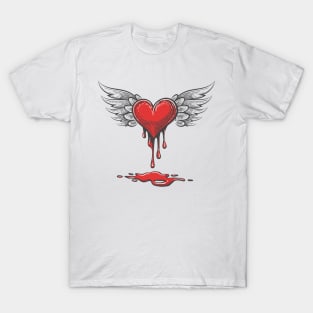 Cartoon Bleeding heart with Wings. T-Shirt